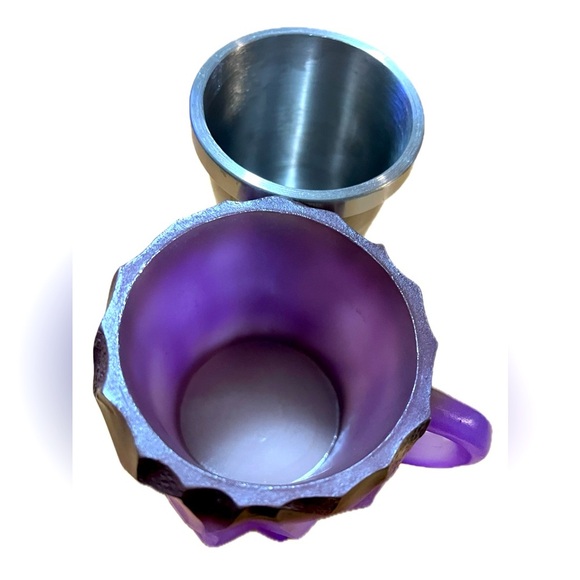 Purple Geometric Mug with Stainless Steel insert - Picture 2 of 5